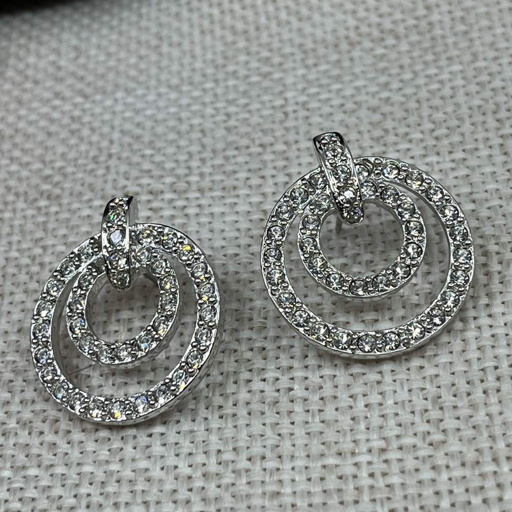 Nolan Miller Glamour Collection Pave Triple Circle Earrings w/ Box and Cert - Picture 14 of 17